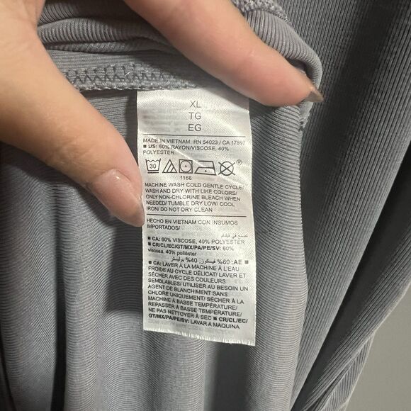 NWT Old Navy Women Short Sleeve High Neck Ruched Ribbed Maxi Dress Gray XL - Picture 8 of 9